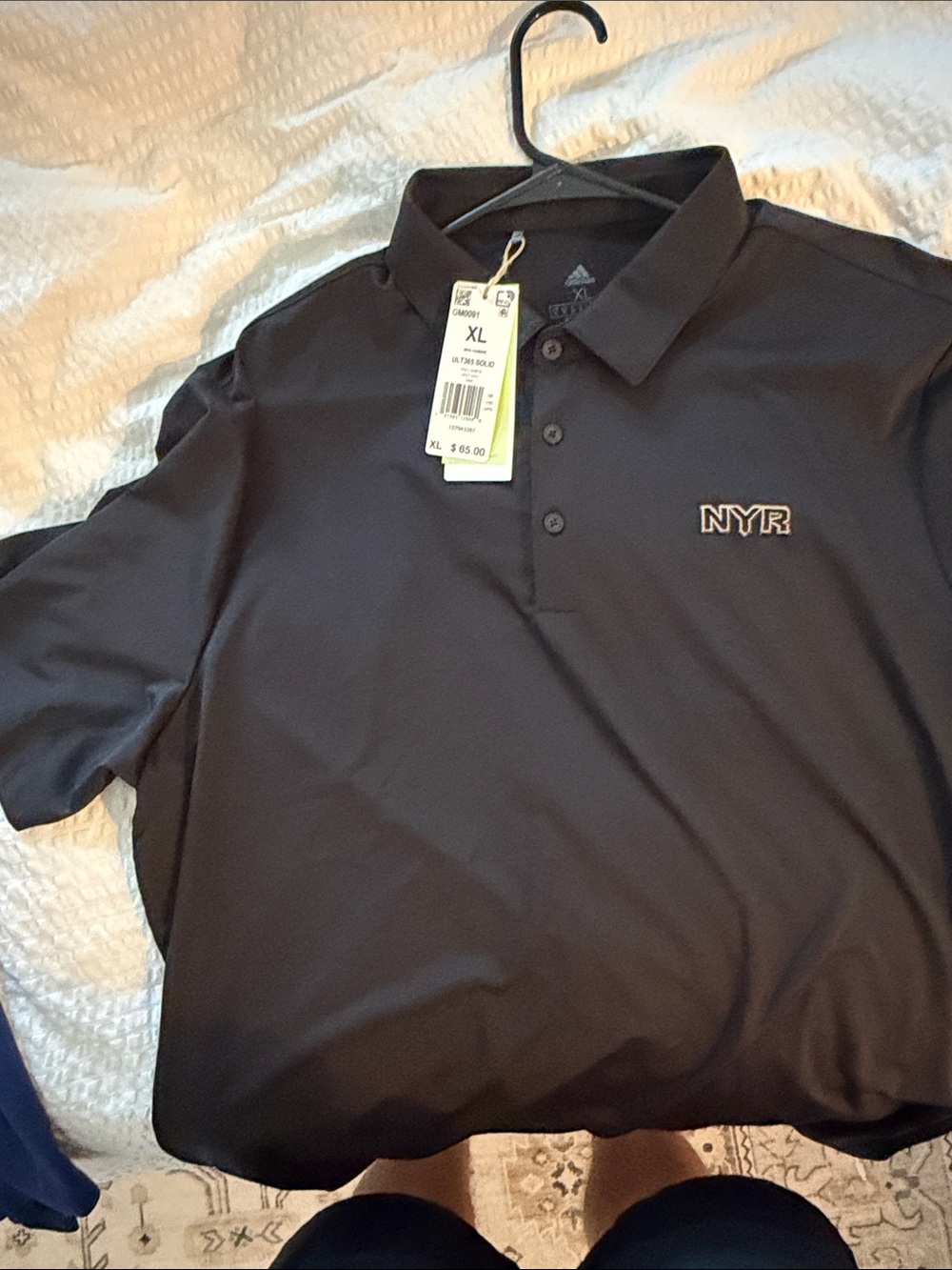 adidas Black NYR Embroidered Polo